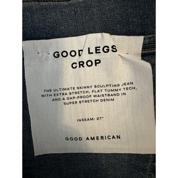 NWT Good American Good Legs Crop Skinny Jeans Womens 2/26 Distressed Stretch - Picture 8 of 9